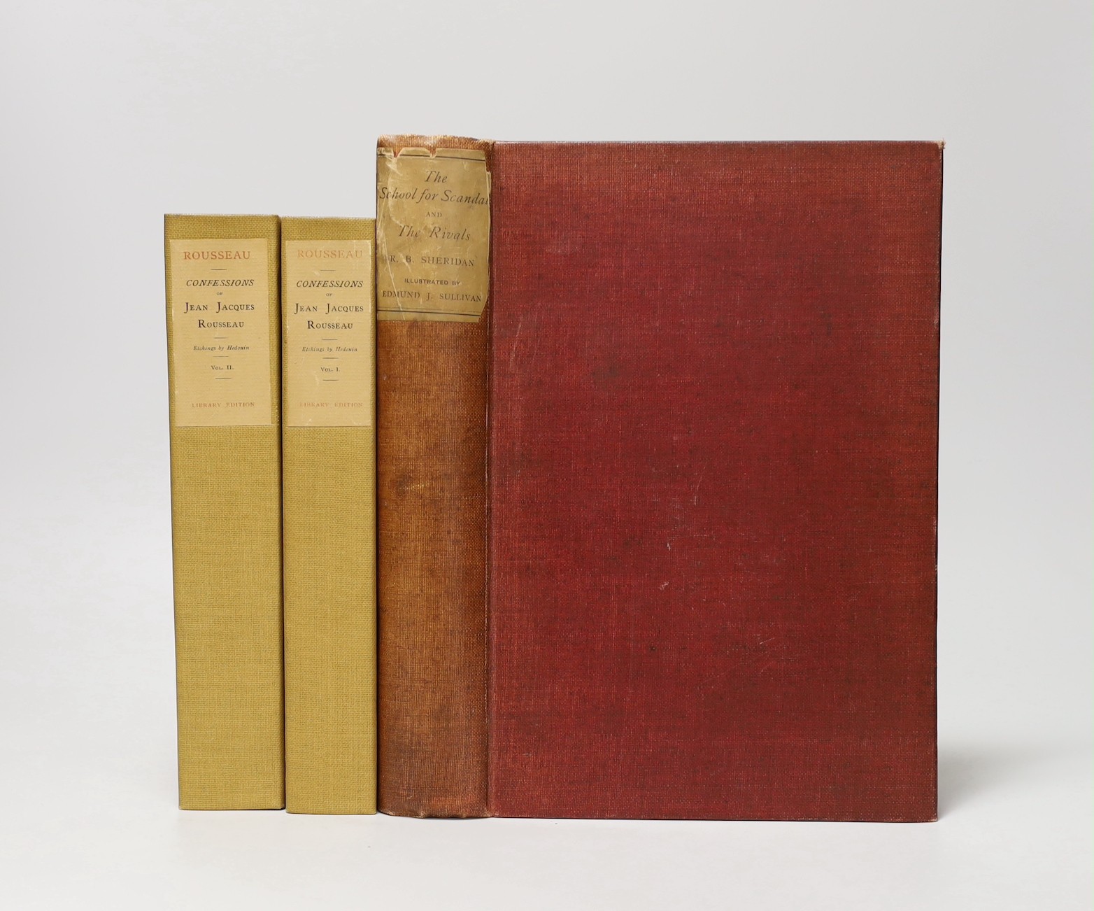 Edmund J Sullivan - The School for Scandals… and two volumes of Confessions of Jean Jacques Rousseau